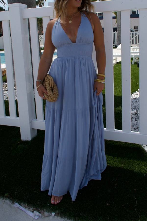 Robe longue Here Comes The Sun bleu bébé