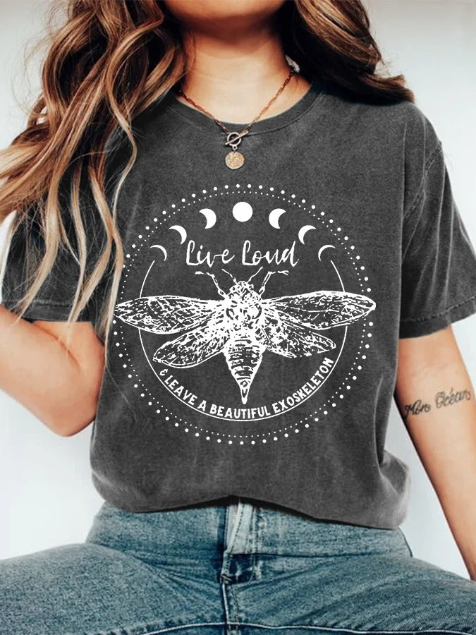Women's Live Loud And Leave A Beautiful Exoskeleton Vintage Cicada Summer Tour 2024 Tee