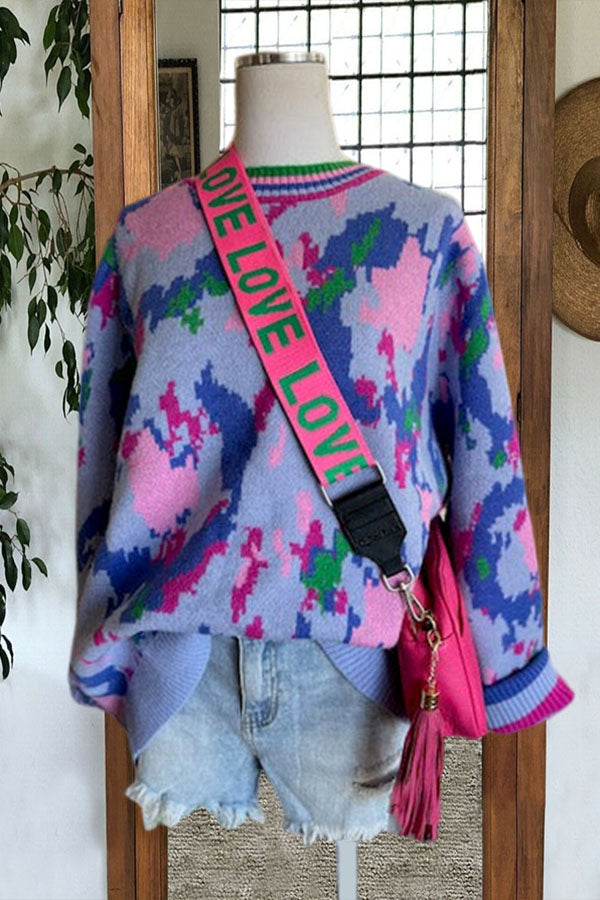 Casual Mosaic Stripe Sweater