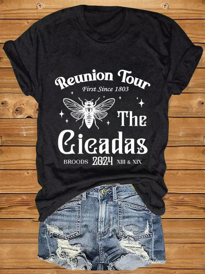 Women's The Cicadas Reunion Tour Print V Neck T-shirt