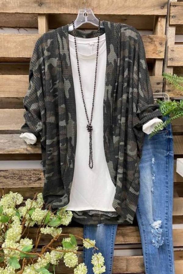 Cardigan chauve-souris à carreaux gaufrés et coupe ample