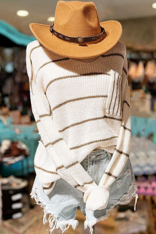 Striped V-Neck Sweater