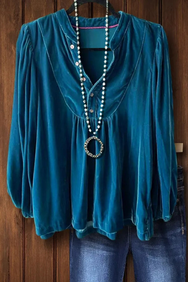 VINTAGE VELVET TOP IN BLUE