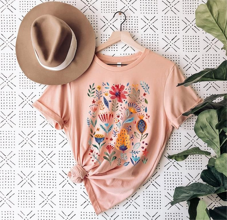 T-shirt vintage à fleurs sauvages