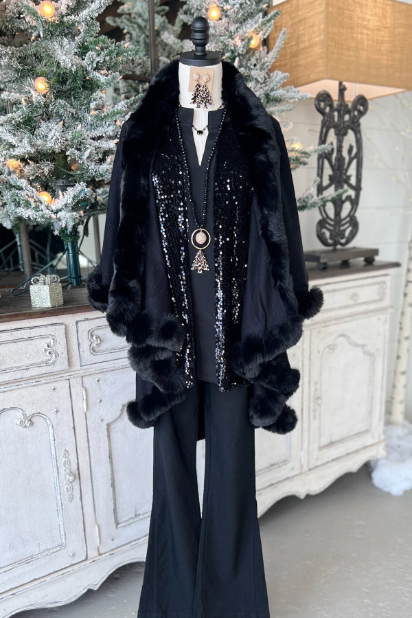Cardigan sans manches en fourrure, châle, cape formelle, veste