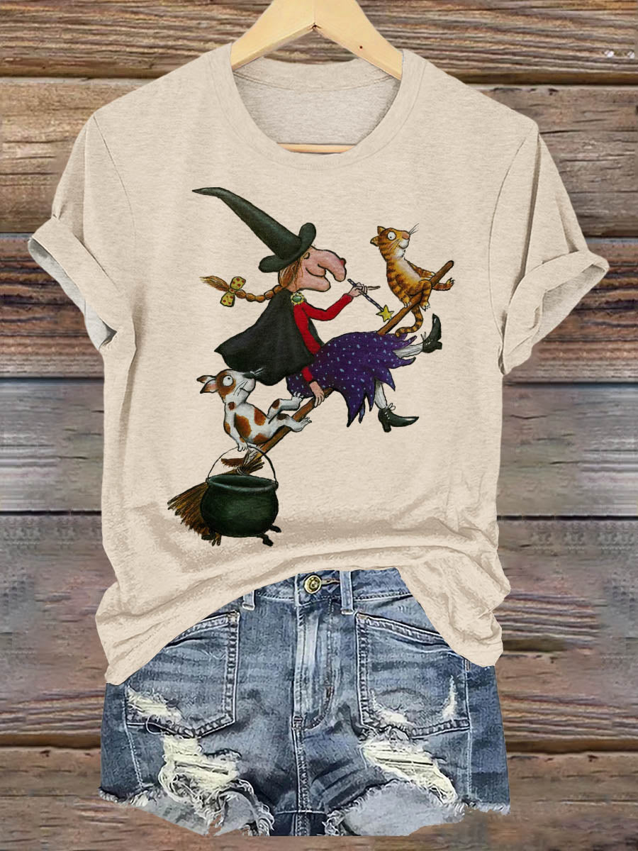 Hexe Hund Katze Dark Gothic Halloween Kunstdruck T-shirt