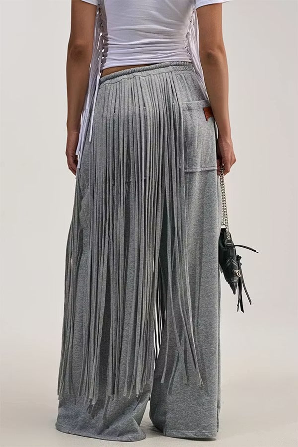Aura Fringe High-Waist Movement Wide-Leg Pants