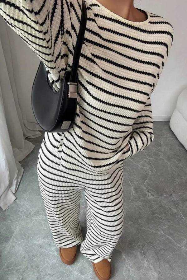 Striped Relaxed Fit Top and Pants Set