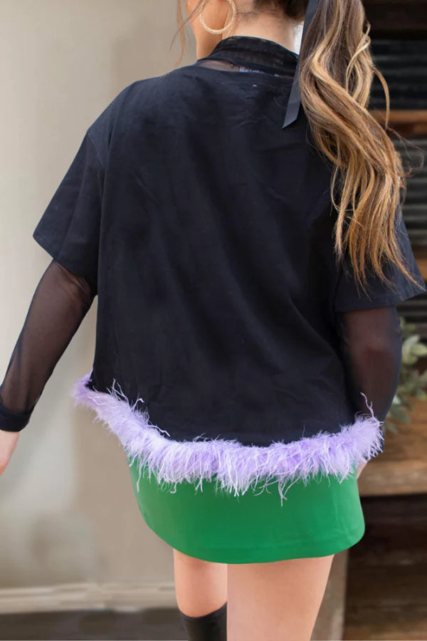 Mardi Gras Cotton Fun Feather Tee