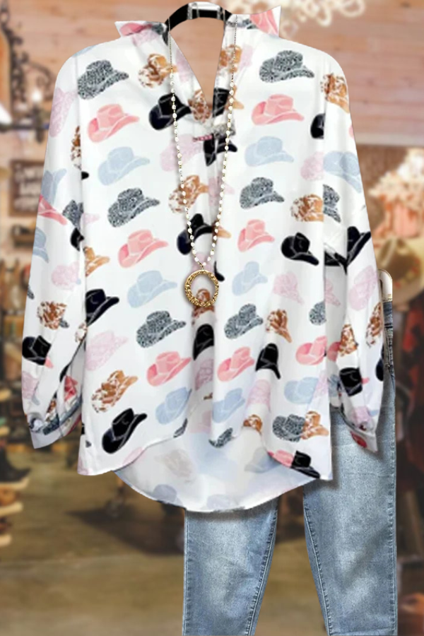Chemise boutonnée à imprimé chapeau de cowboy
