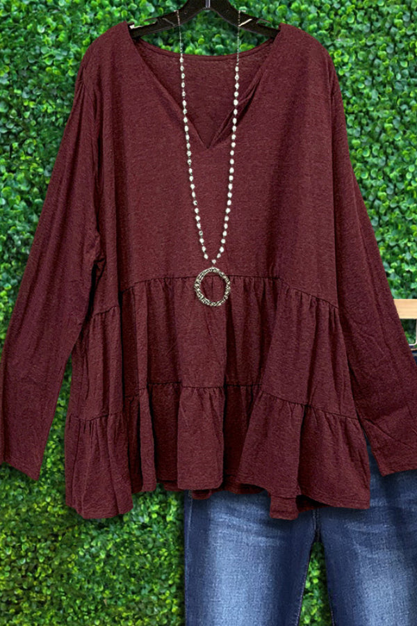 CASUAL RUFFLED HEM TOP
