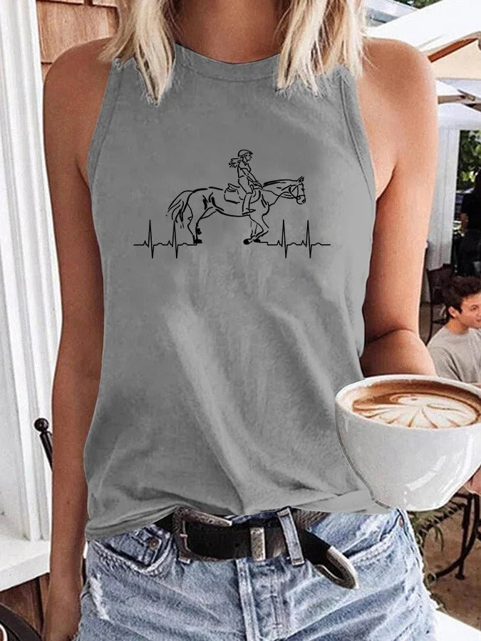 Gilet imprimé cheval artistique pour femme
