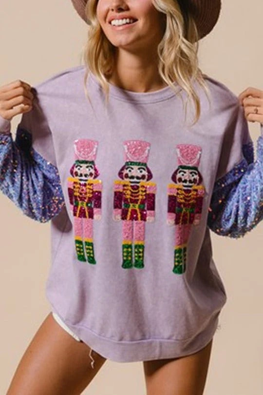 Lavender Nutcracker Sequin Sweatshirt