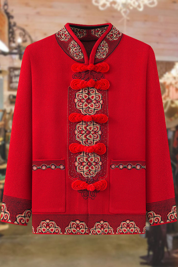 Elderly Fleece Sweater Cardigan