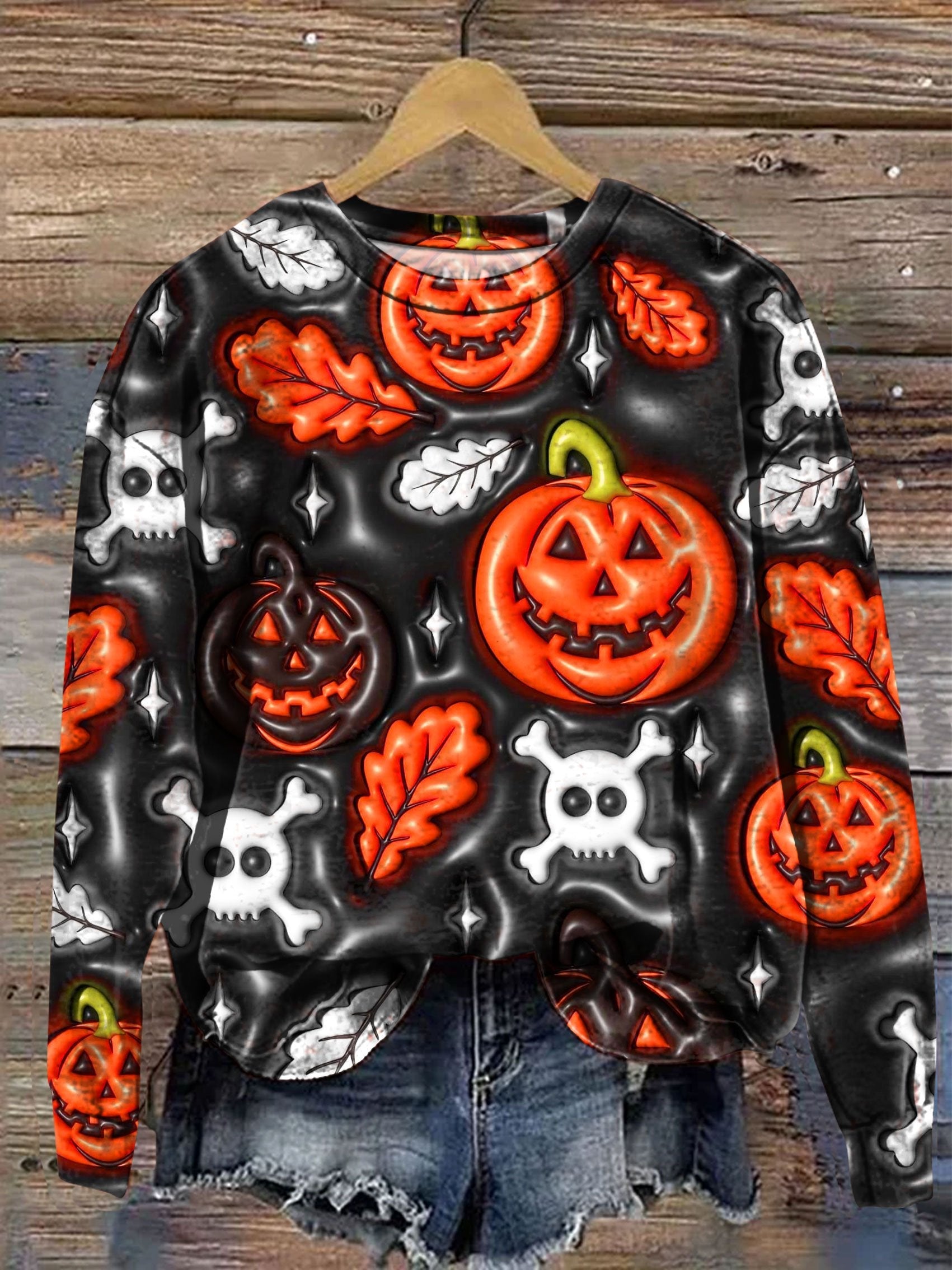 Sweat-shirt décontracté imprimé art 3D Halloween