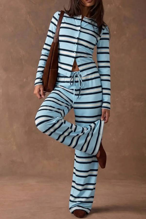 Vintage Stripe Flare Pant Set
