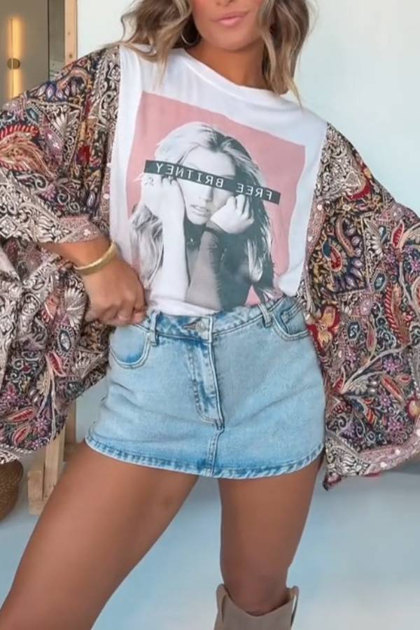 Free Britney Paisley Kimono Tee
