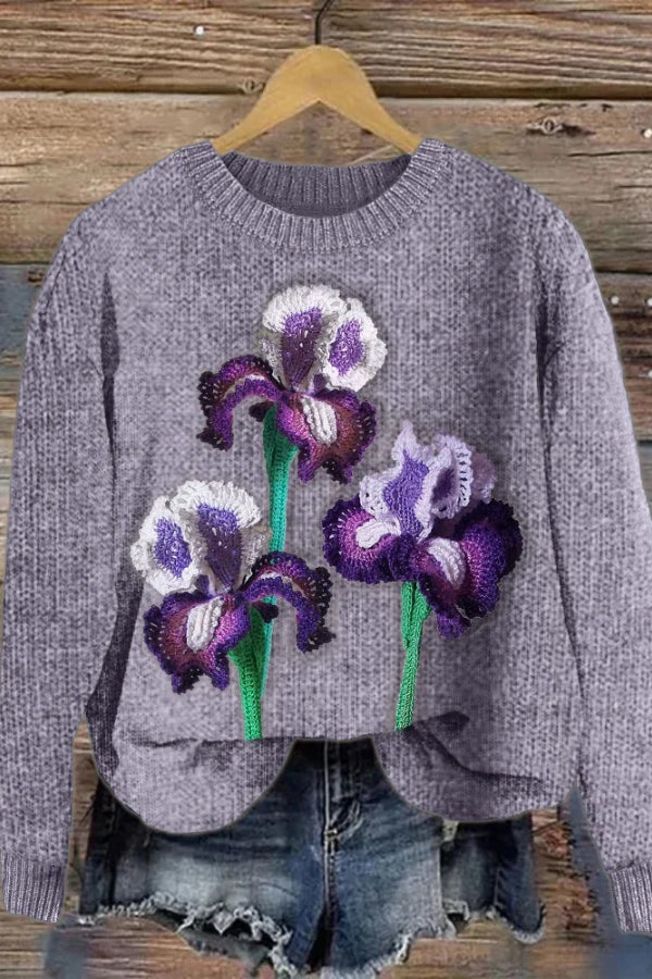 Pull en tricot confortable au crochet Classy Irises