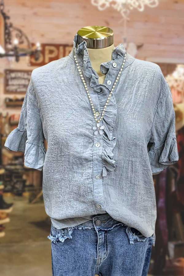 Haut en lin à volants