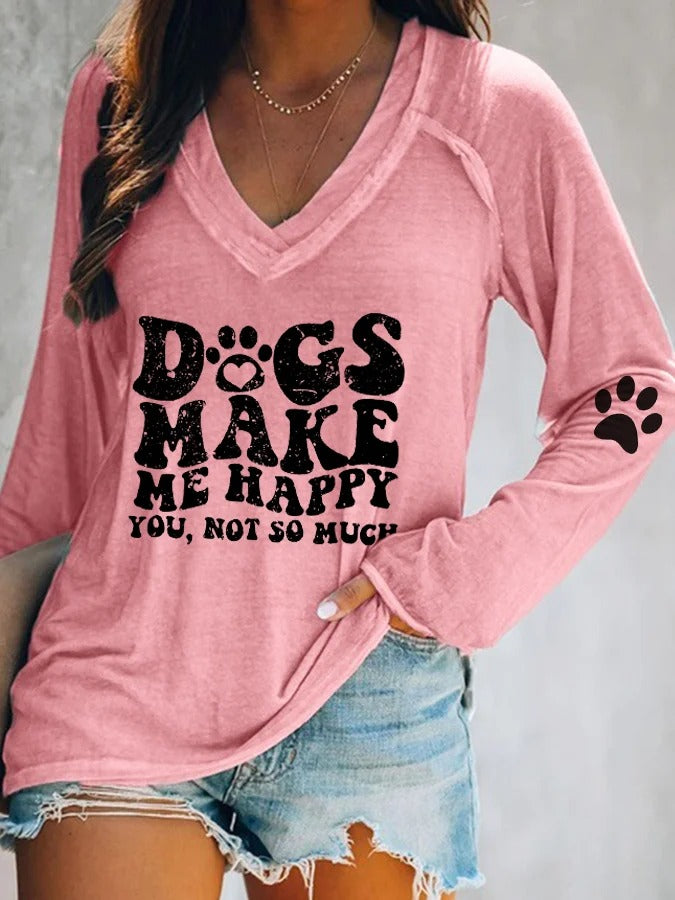 Women's Dogs Make Me Happy You, Not So Much Print T-Shirt