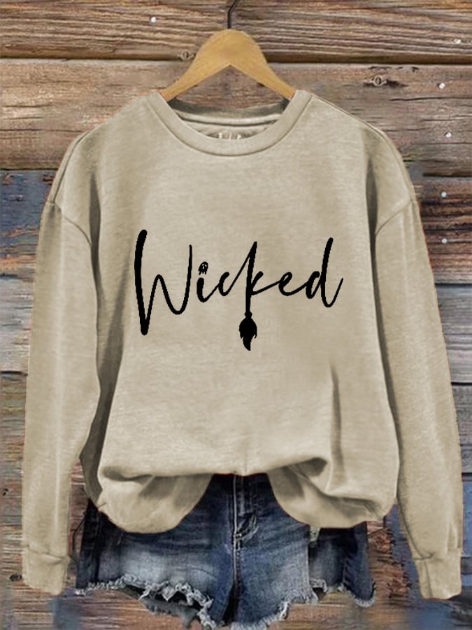 Sweat-shirt imprimé sorcière d'Halloween pour femme