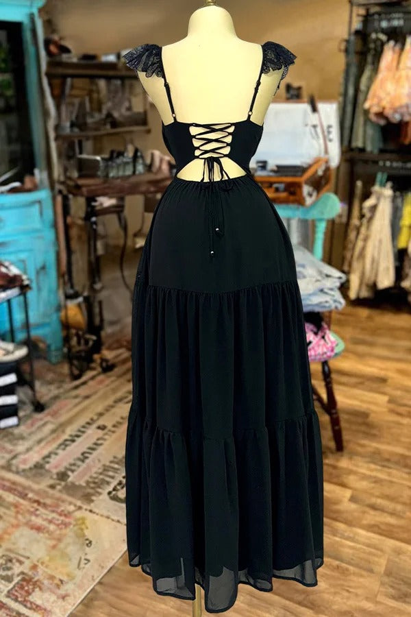 Elegantes Spitzenkleid mit Rüschenärmeln