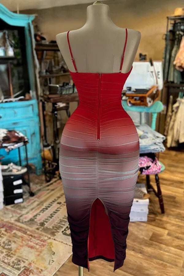 Robe fendue ajourée dégradée