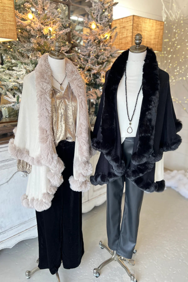 Cardigan sans manches en fourrure, châle, cape formelle, veste