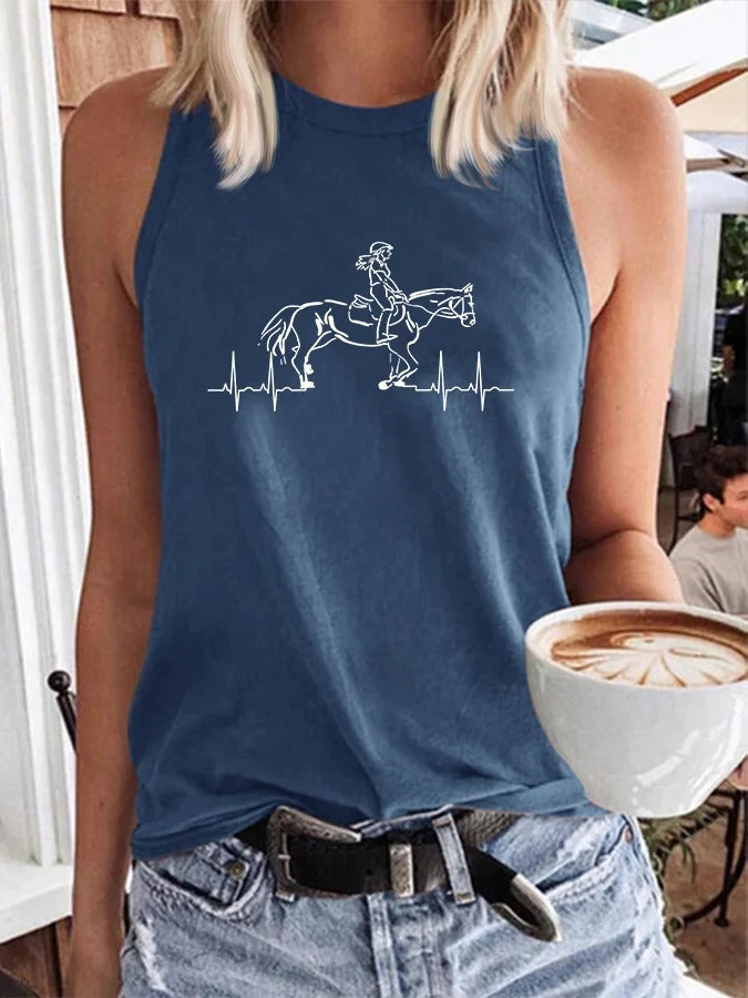 Gilet imprimé cheval artistique pour femme