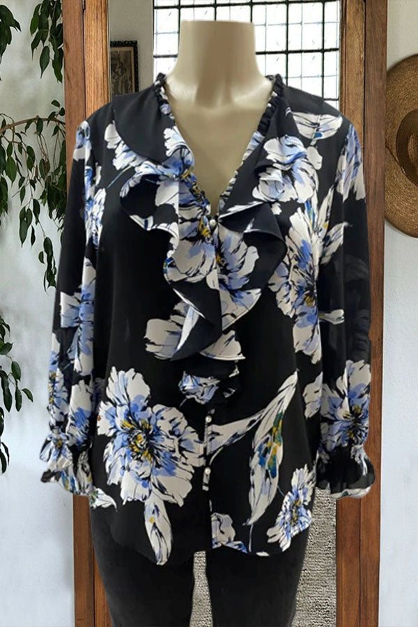 Rüschentop mit Blumendruck