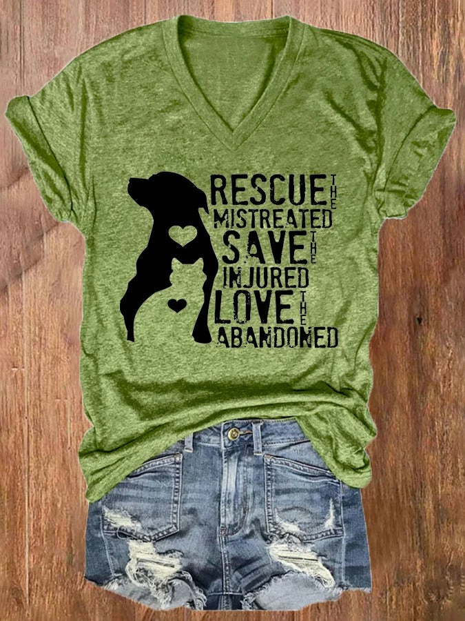 T-shirts décontractés pour femmes : Sauver les maltraités, sauver les blessés, aimer les abandonnés