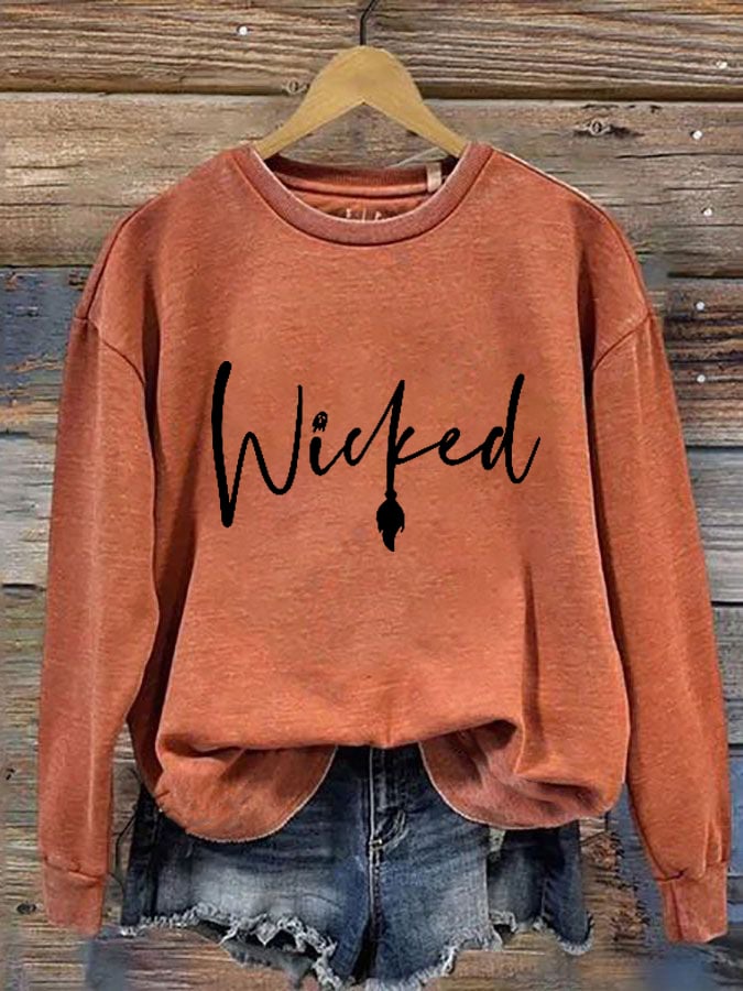 Sweat-shirt imprimé sorcière d'Halloween pour femme