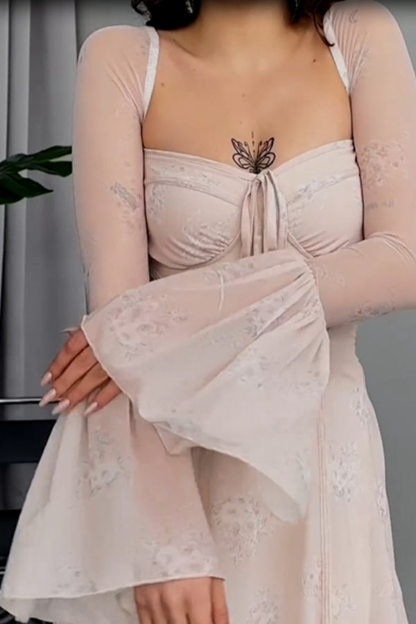 Delicate Lace Lace-up Sexy Mini Dress