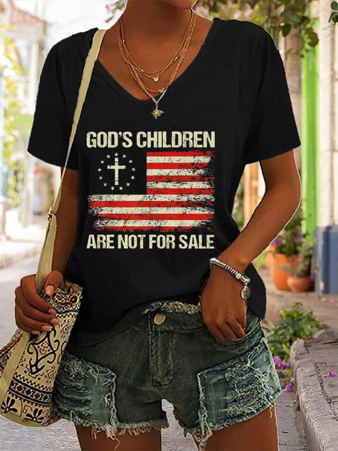 Women's God'S Children Are Not For Sale Print Short Sleeve T-Shirt