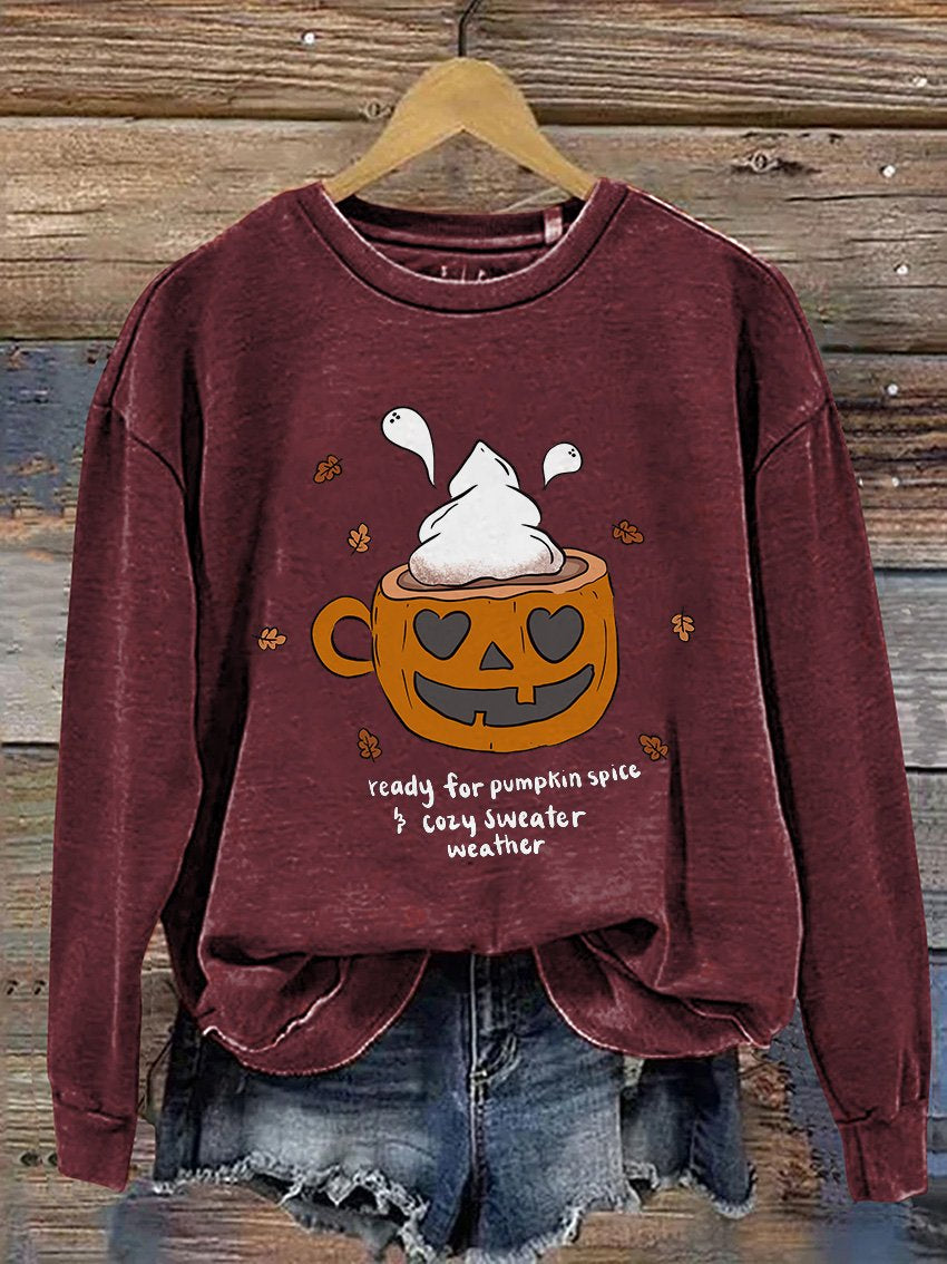 Kürbisgewürzbecher Halloween Lässiges Sweatshirt mit Print