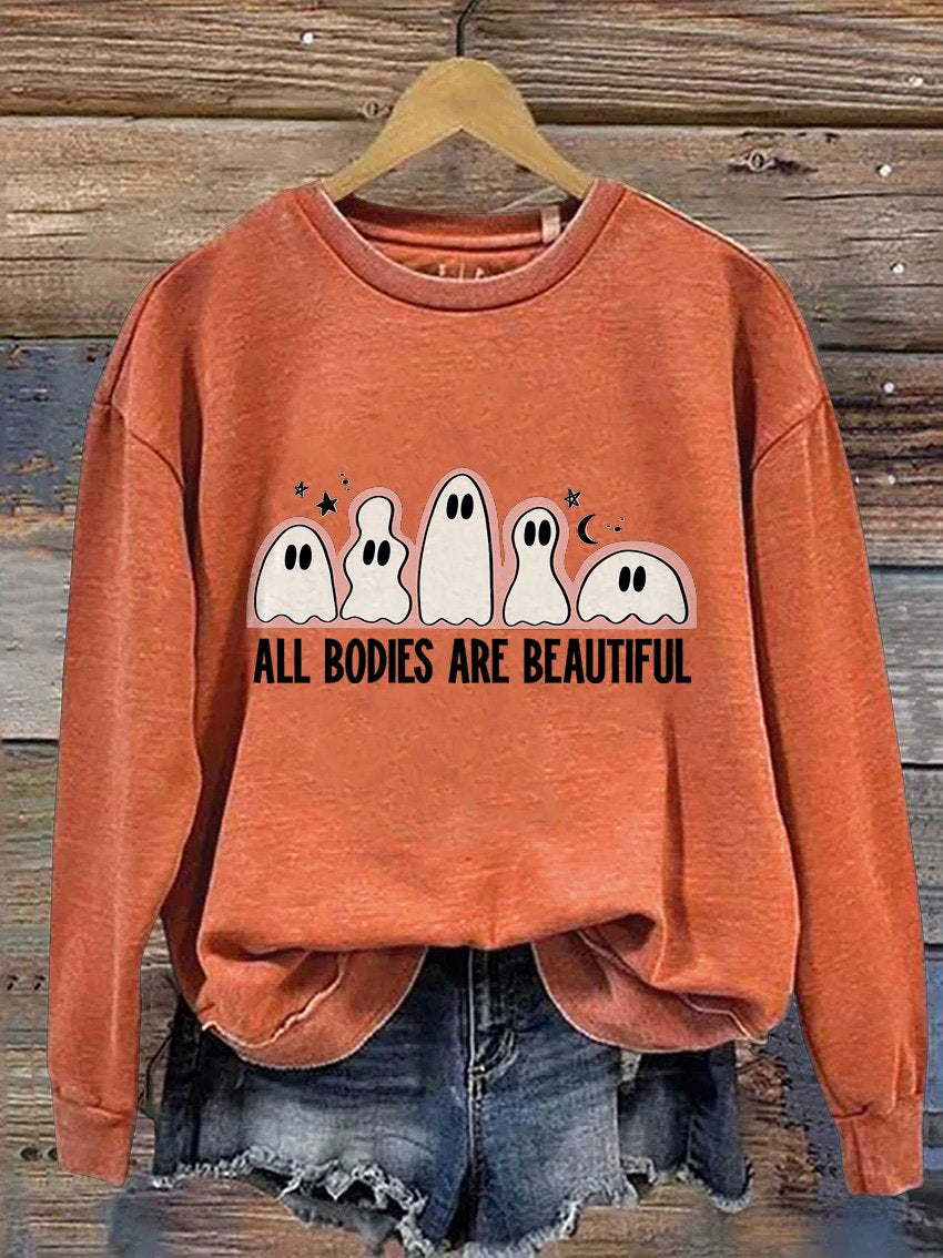 All Bodies Are Beautiful Halloween Casual Print Sweatshirt