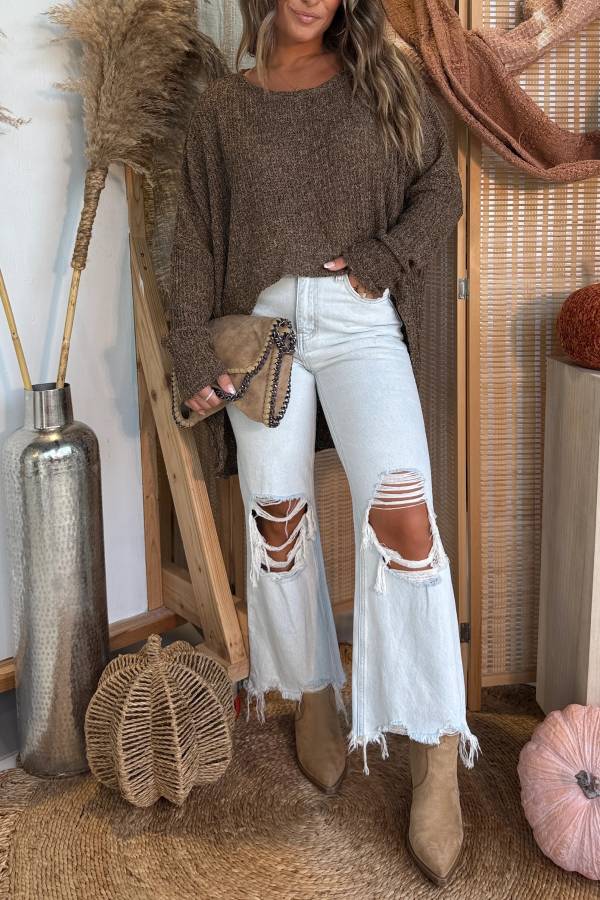 Maple Street Hi Lo Sweater Mocha
