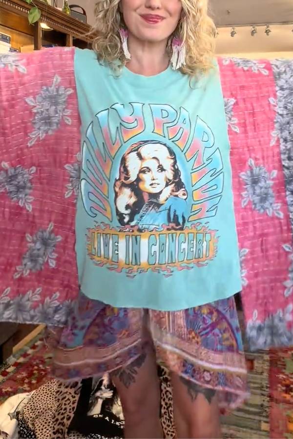 Dolly Parton Live In Concert Boho Kimono Tunic