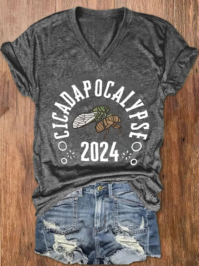 Women's The Great Cicada Comeback Tour 2024 V-Neck Tee