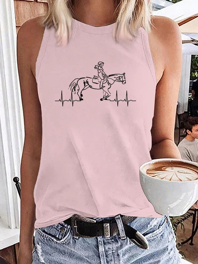 Gilet imprimé cheval artistique pour femme