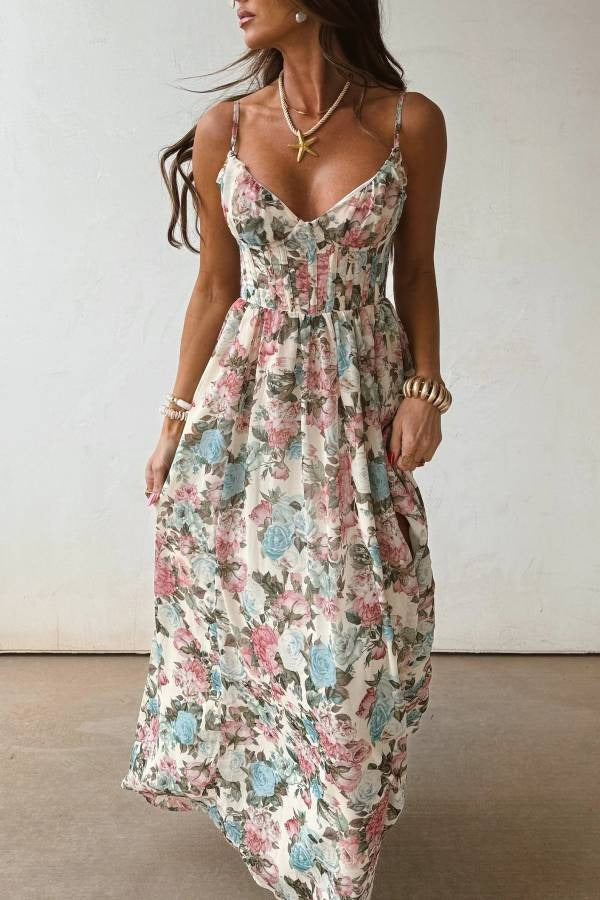 Flower Garden Corset Maxi Dress