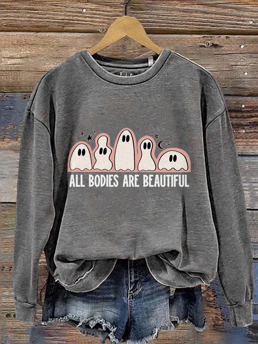 All Bodies Are Beautiful Halloween Casual Print Sweatshirt