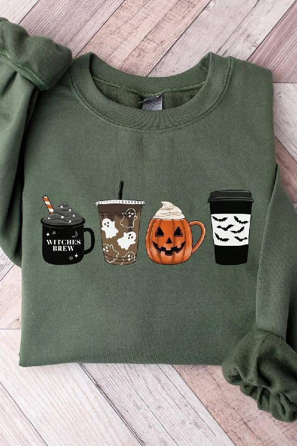 Halloween Coffee and Pumpkin Sweatshirt