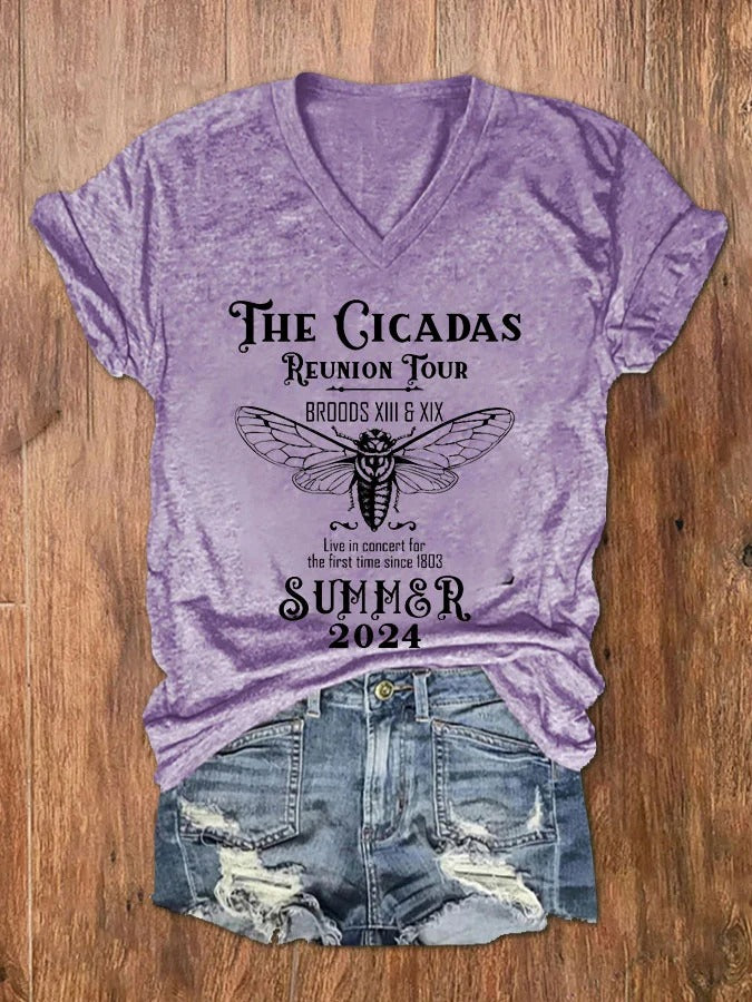 Women's The Cicadas Reunion Tour Print V-Neck T-Shirt