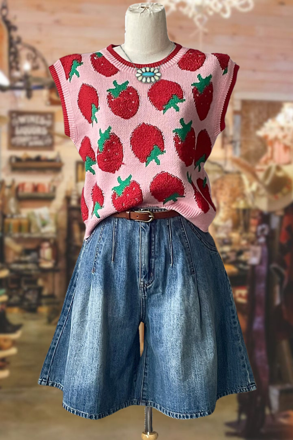Plissierte Schlag-Jeansshorts