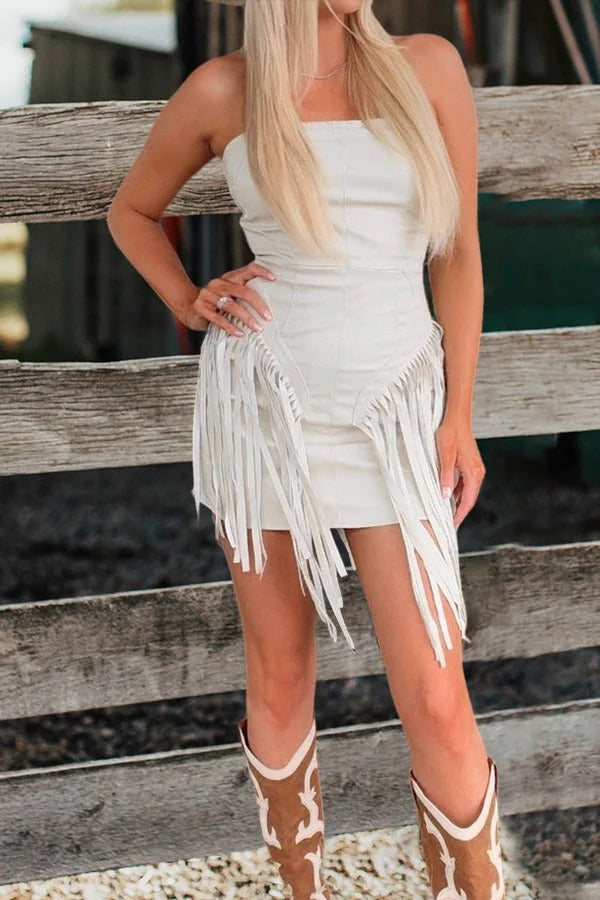 Hübsches Tube-Top-Kleid mit Fransen