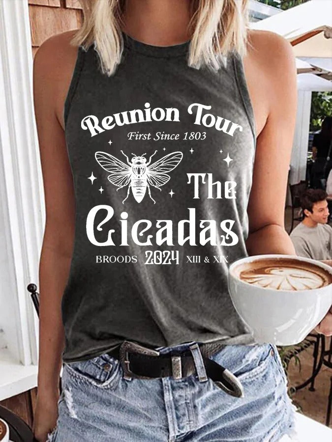 Tanktop mit „The Cicadas Reunion Tour“-Print für Damen