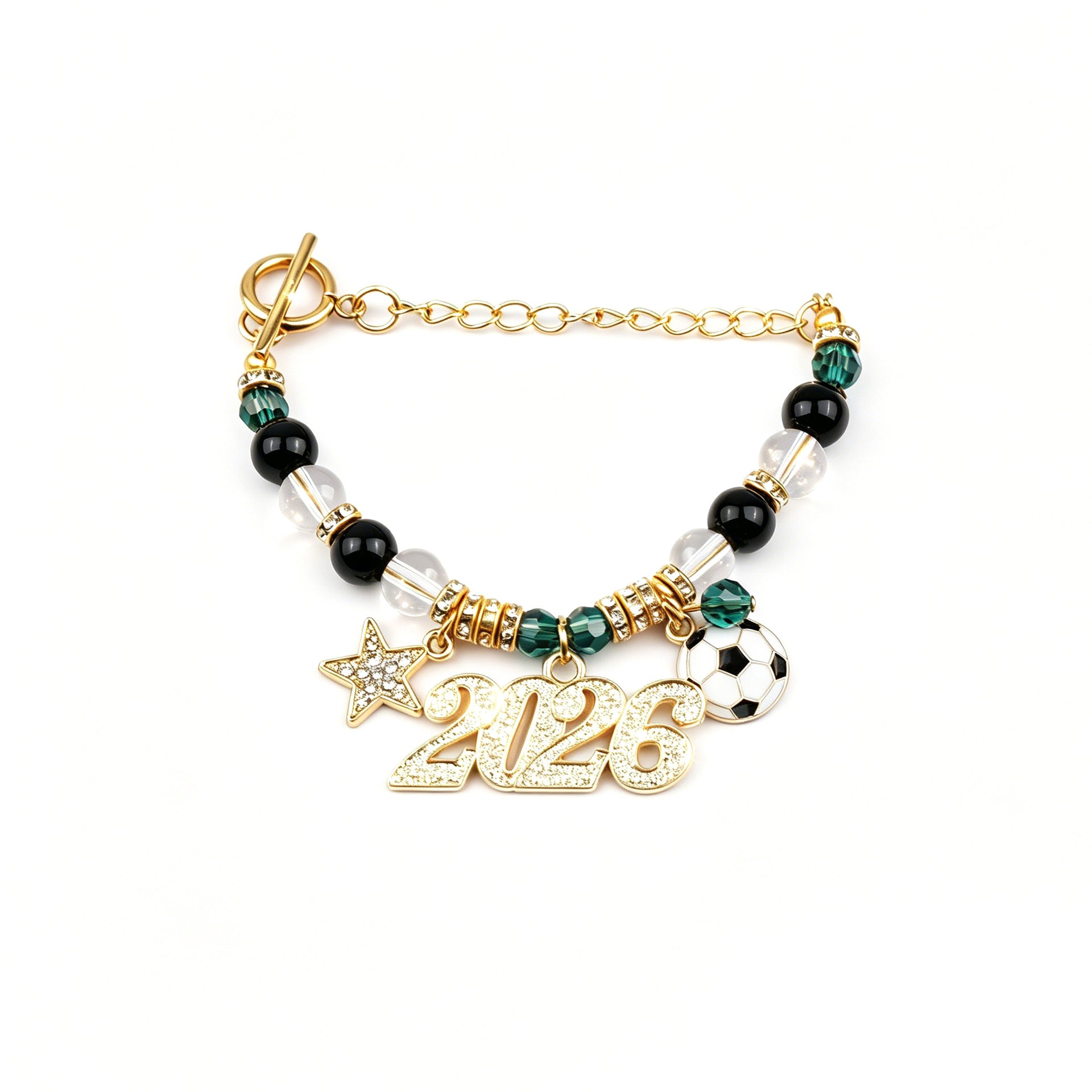 2026 USA-Canada-Mexico World Cup Crystal Beaded Fan Bracelet