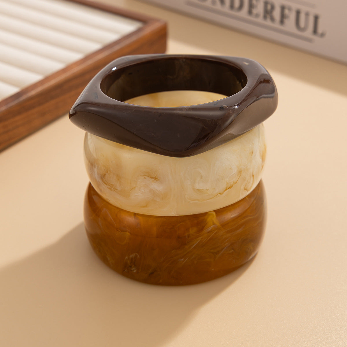 Vintage Swirl Resin Wide Bangle