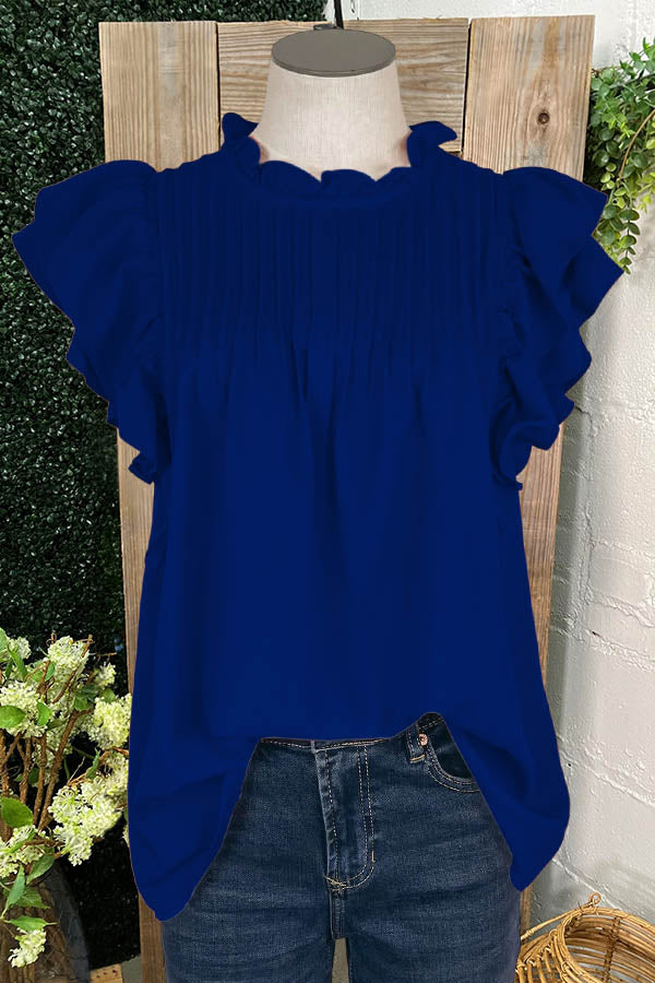 Chemise plissée à manches à double volant